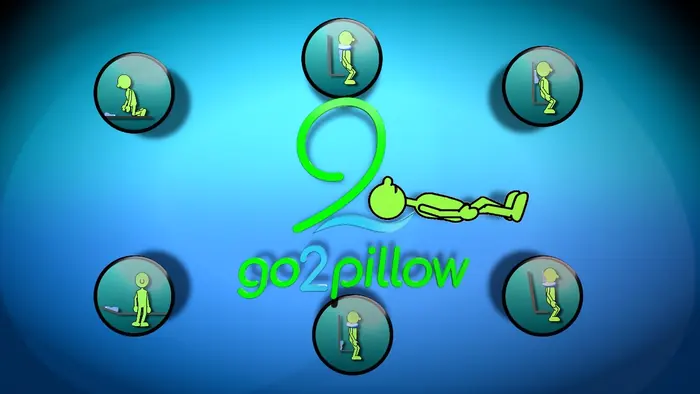 An animated pillow-product title graphic